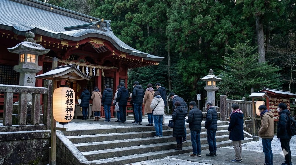 箱根神社の初詣の混雑