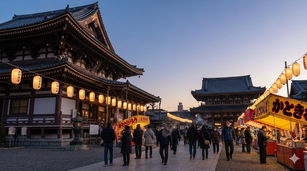 川崎大師の初詣の混雑