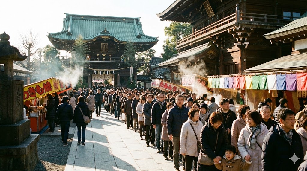 柴又帝釈天の初詣の混雑