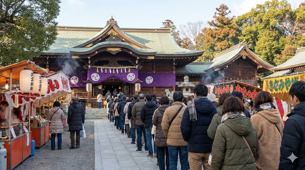 砥鹿神社の初詣の混雑