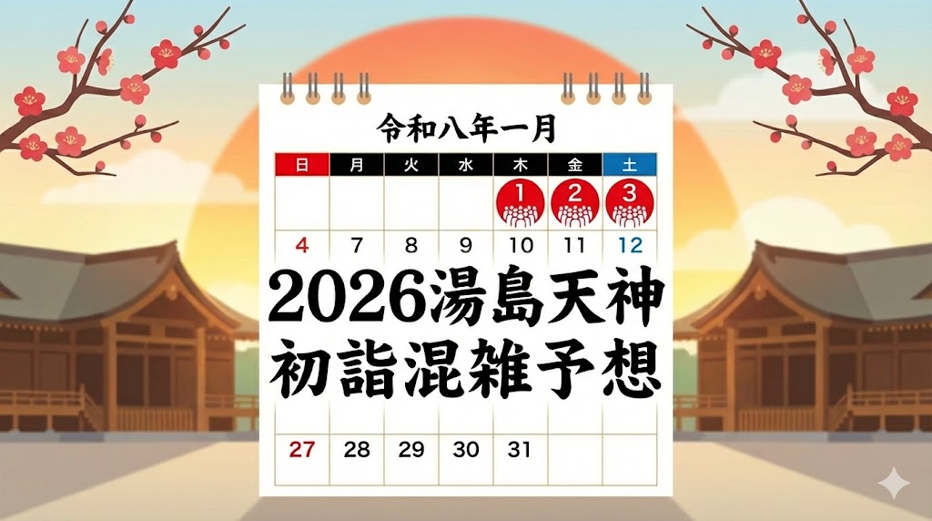 湯島天神初詣の混雑