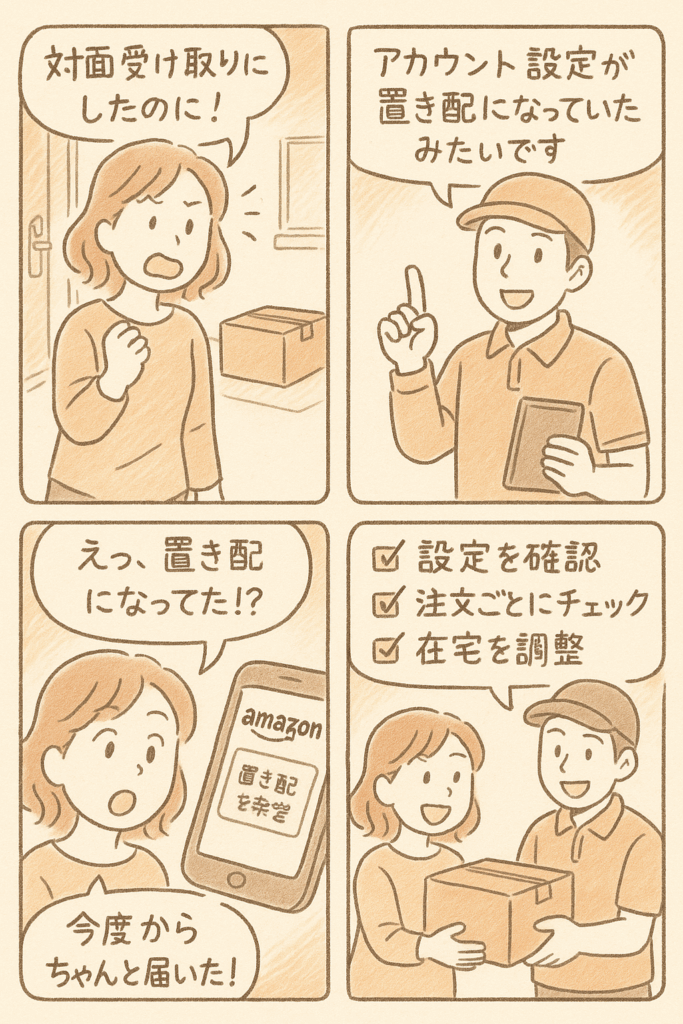 対面受け取り指定でも置き配になるケースがある
