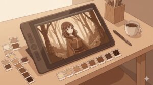 デジタルイラストのブラウン配色