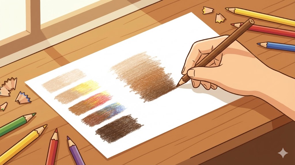 色鉛筆で茶色の作り方