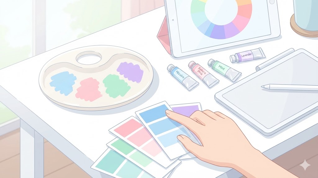 水色とやさしいパステルカラーの作り方