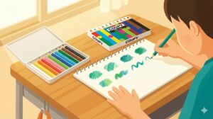 色鉛筆で作るエメラルドグリーン