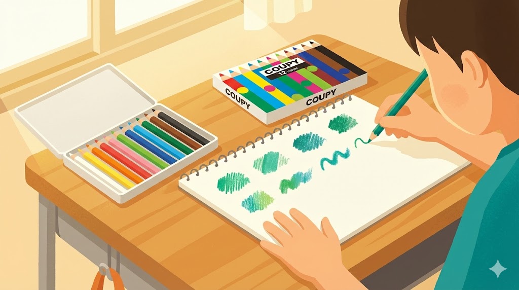 色鉛筆で作るエメラルドグリーン