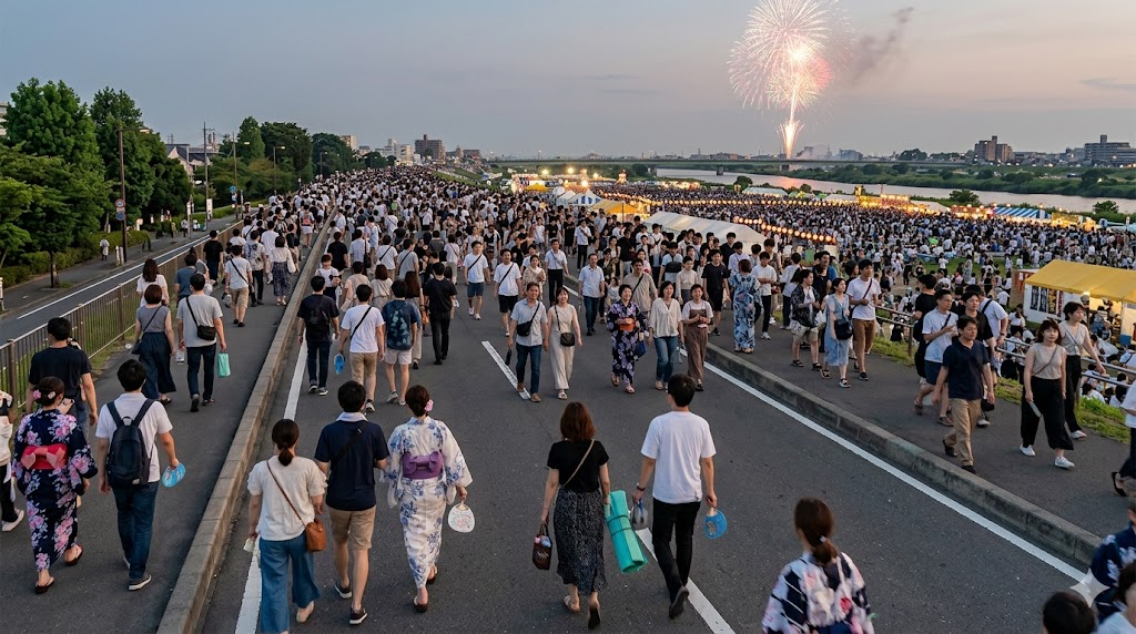 足立の花火の駐車場